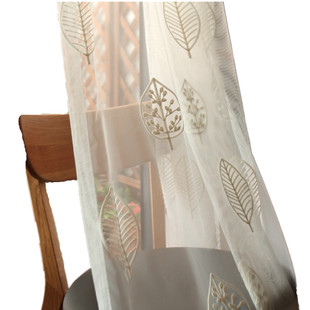 客厅卧室北欧风格 米格罗纱 成品飘窗米白色窗帘纱帘 刺绣窗纱 美式