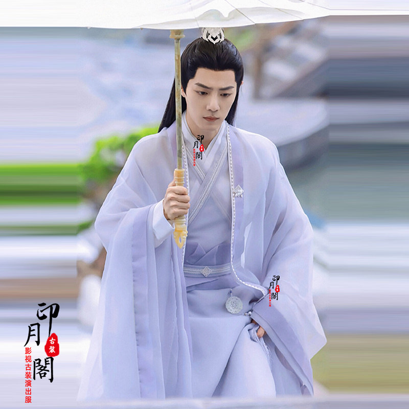 古装影视肖战同飘逸男士白色汉服仙侠侠客客服民族服装