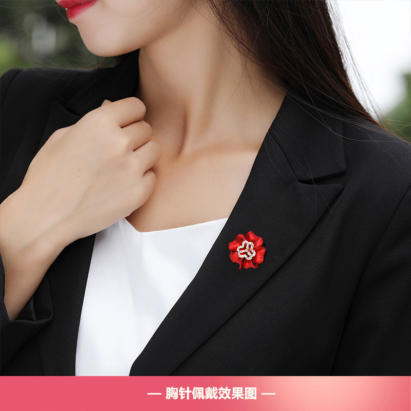 妇联标志胸针红色珐琅胸花西装外套胸章徽章胸针