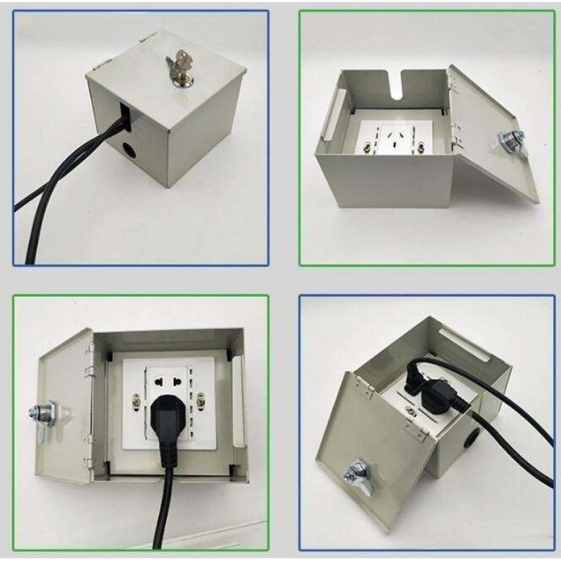 上锁不锈钢开关插座套装带锁接线盒墙壁电线防潮防水插座电瓶墙壁