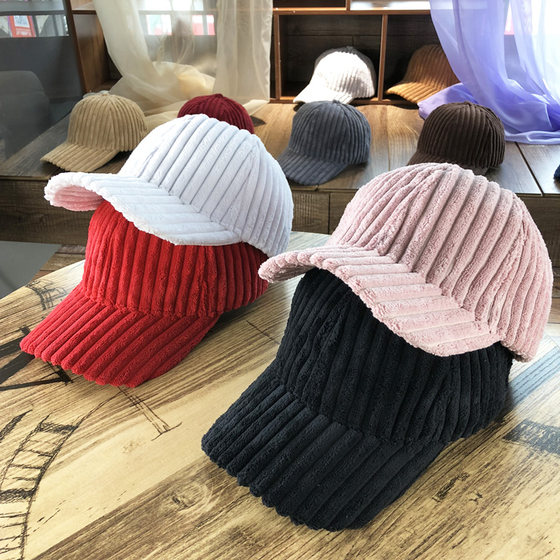 Hat girl autumn and winter Korean version of peaked hats female solid color coarse strip light core velvet versatile student trendy baseball hats female parent -child Hat girl autumn and winter Korean version of peaked hats female solid color coarse strip light core velvet versatile student trendy baseball hats female parent -child