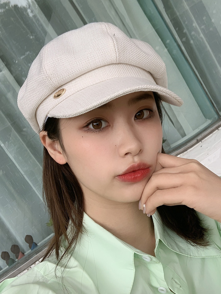 帽女白色贝雷帽夏季薄款八角夏天帽子子女韩版潮帽子