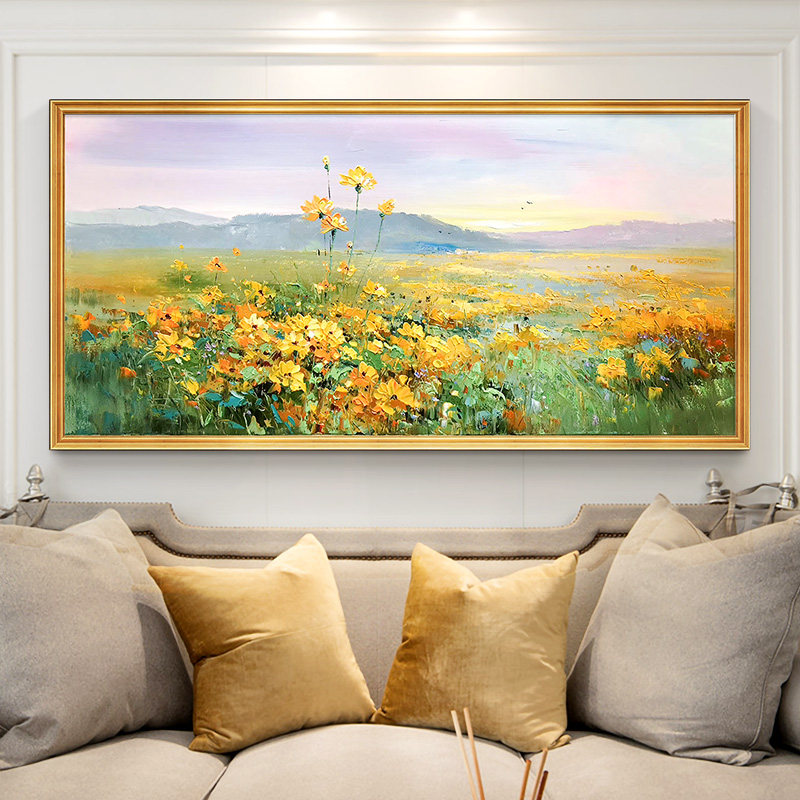 现代简约客厅装饰画轻奢大气沙发背景墙挂画花卉餐厅油画