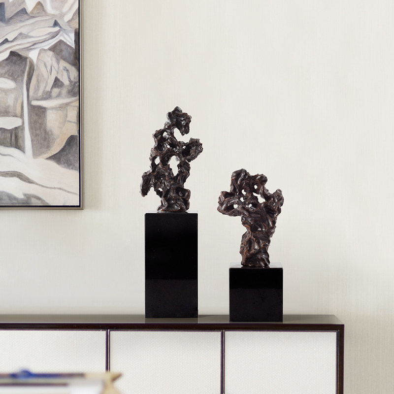 中式工艺品陈设装饰售楼处新中式玄关假山陶瓷客厅摆件