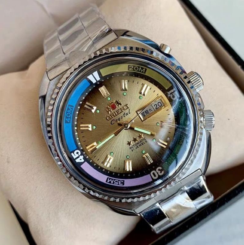 日本双狮全自动机械表海霸双日历男大表盘库存复古老款腕表