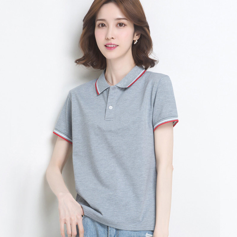 polo短袖女韩版宽松夏装定制翻领文化衫定做logot恤