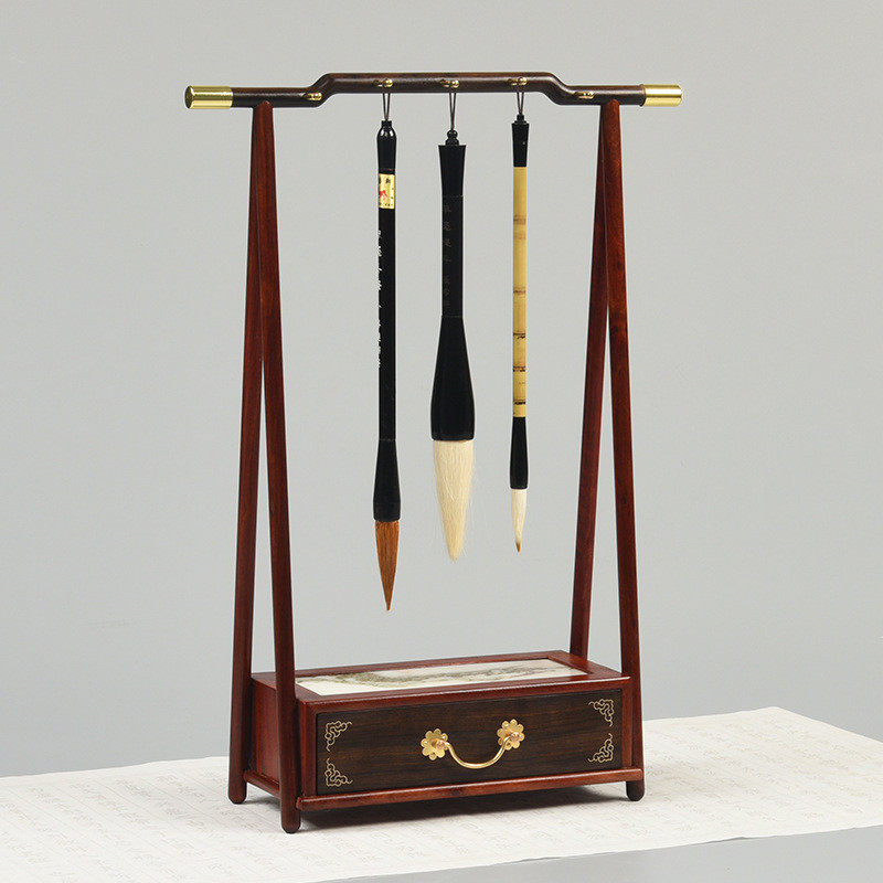 笔架紫光木质书法架子毛笔创意红木实木檀新笔架