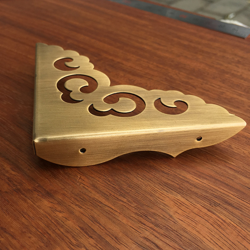 仿古纯铜包角铜角片角花柜门装饰边角护角铜片画框镜框十字绣护角