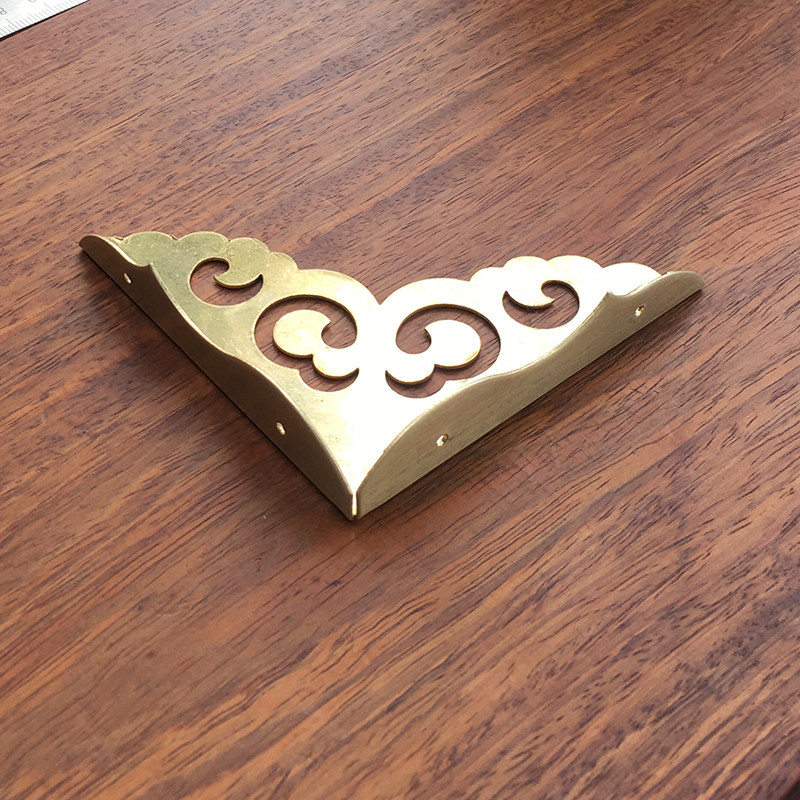 仿古纯铜包角铜角片角花柜门装饰边角护角铜片画框镜框十字绣护角