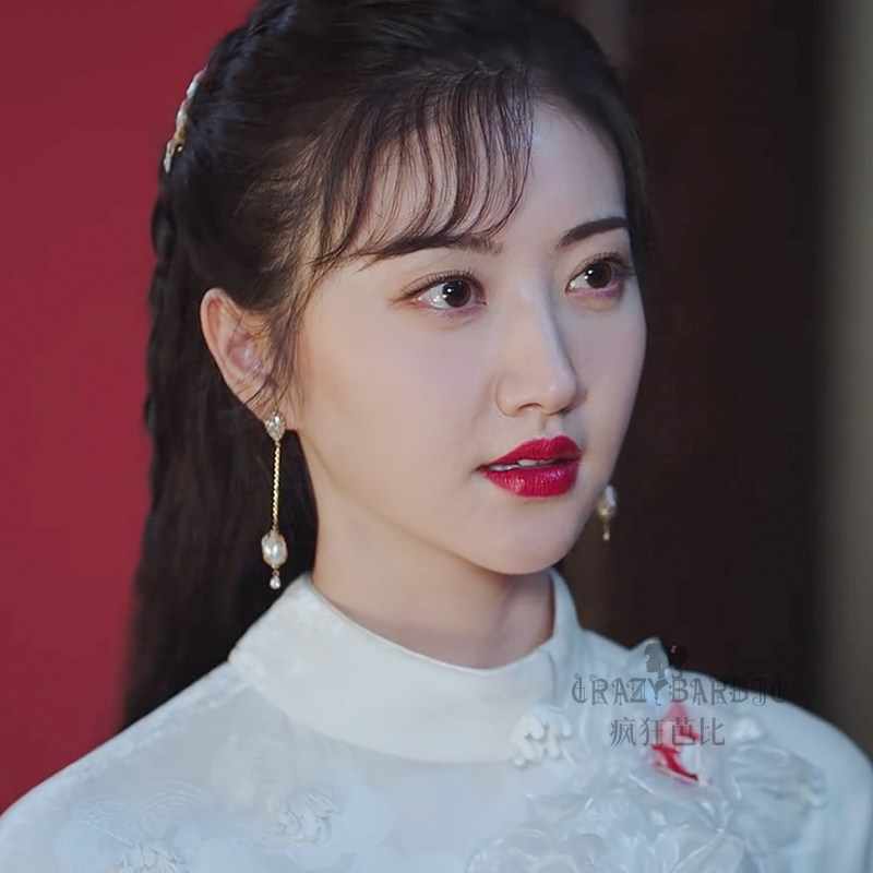 清仓景甜司藤同款耳环珍珠耳饰长款流苏带钻耳环