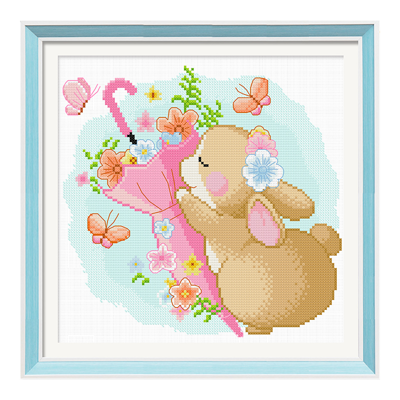 十字绣可爱卡通小萌兔子2022新款线绣小幅手工十字绣套件