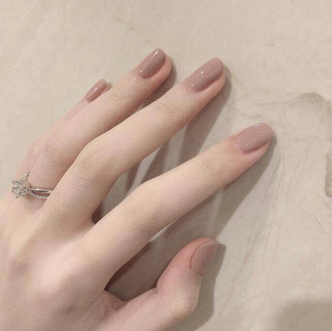 穿戴美甲网红片假指甲贴片成品可拆卸短款纯色美甲工具