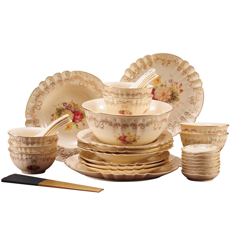 套装家用碗碟组合吃饭饭碗陶瓷米饭高档碗盘碗