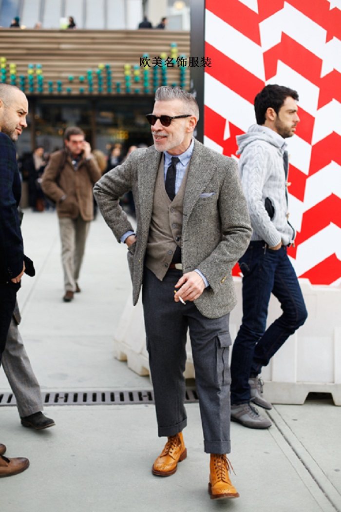 nickwooster英伦复古花呢人字羊毛西服男单单件西服