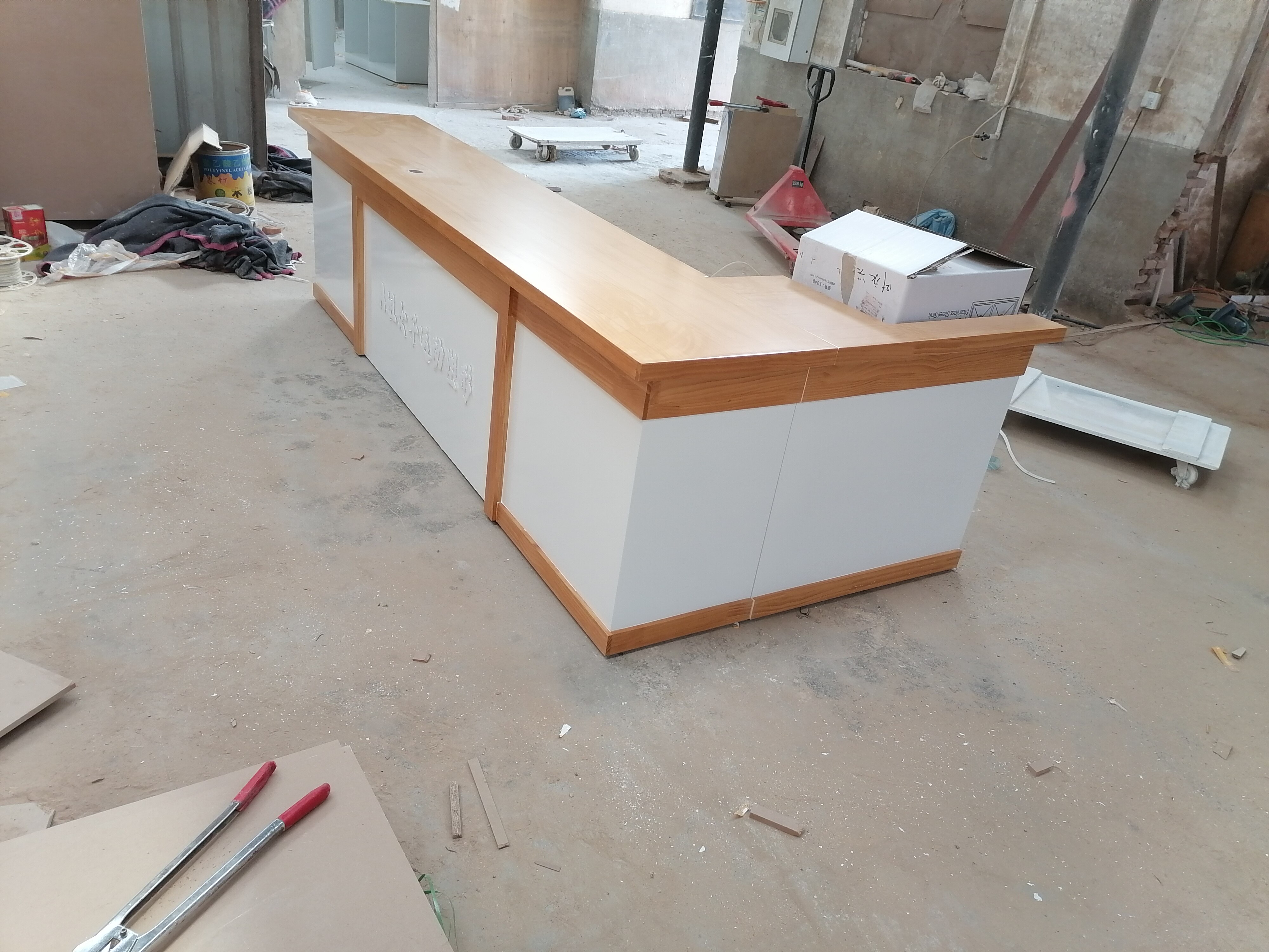 奶茶茶店吧台定制定做木色饰面烤漆西餐前台前台