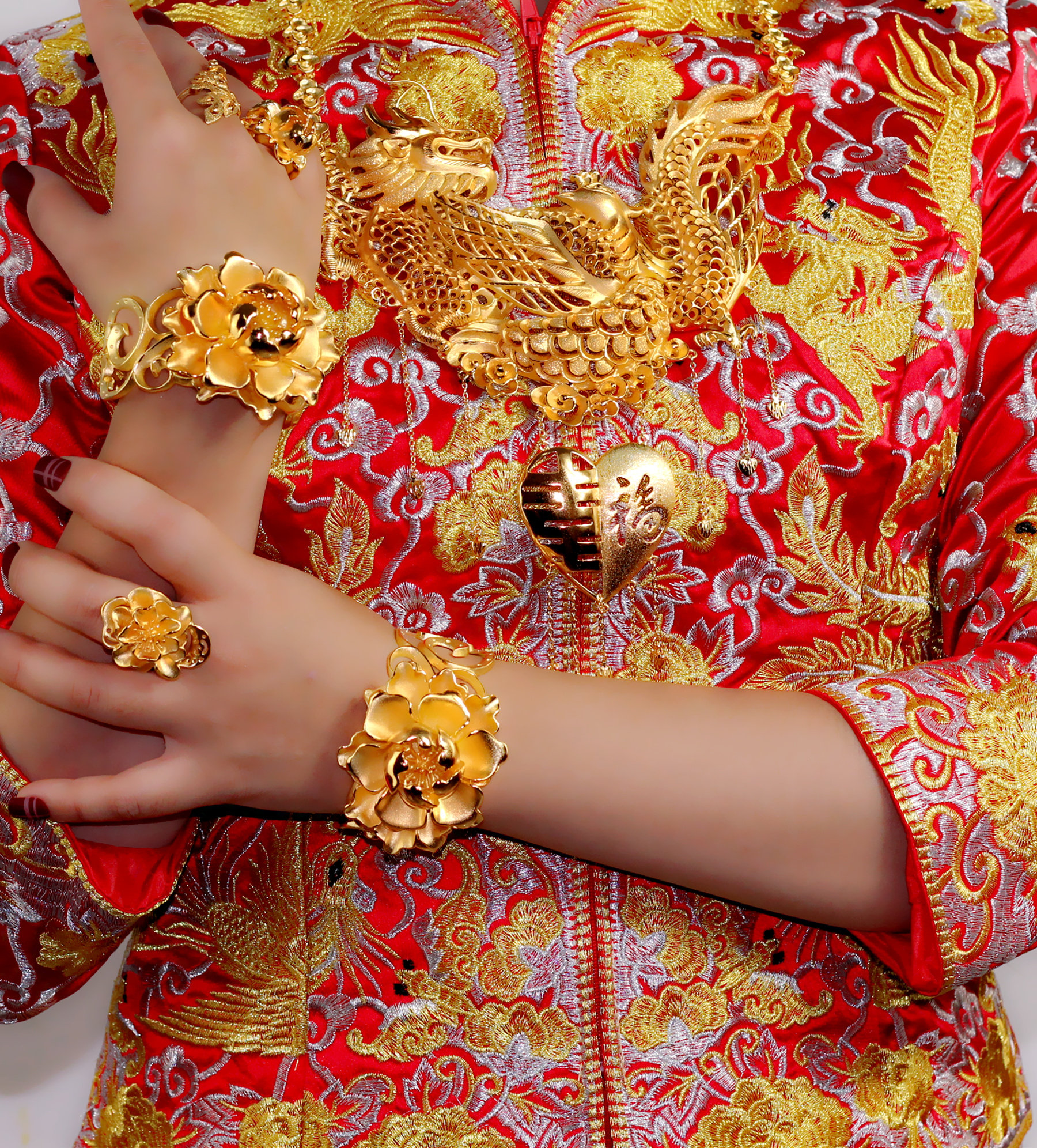 项链霸气金橱窗金饰品橱窗仿金婚庆新款龙凤呈祥24k项链