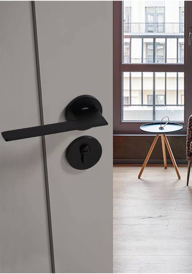 门锁tata尼克木门锁具极简轻奢静音磁吸黑色机械门锁