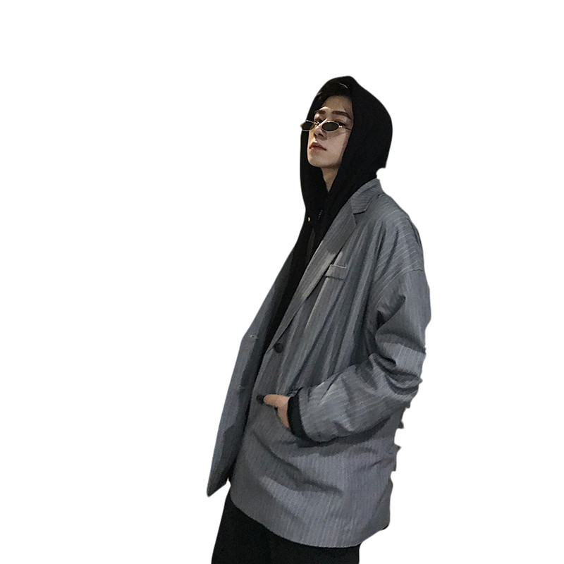 chic小西休闲宽松oversize男生外套西装条纹秋季西服