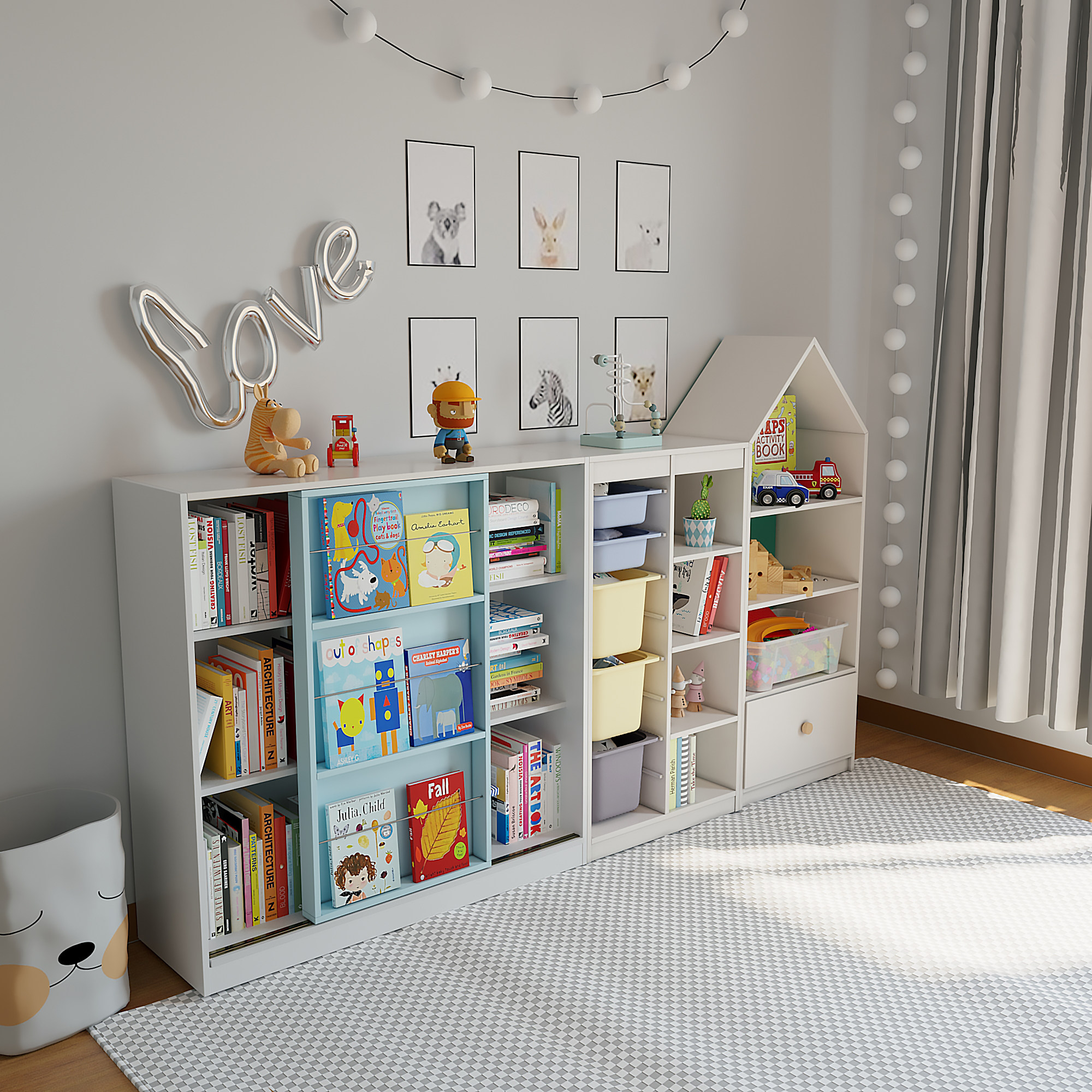 可比熊儿童儿童书书架落地书柜置物架宝宝收纳幼儿园书架