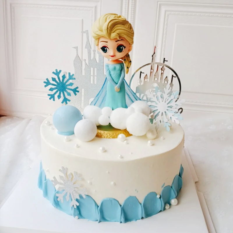 儿童生日蛋糕冰雪奇缘艾莎公主摆件装饰爱莎雪宝节日装扮用品