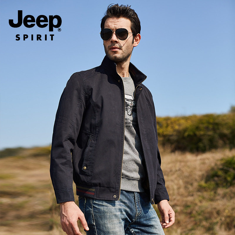 jeep吉普夹克男装旗舰店纯棉立领上衣户外休闲夹克