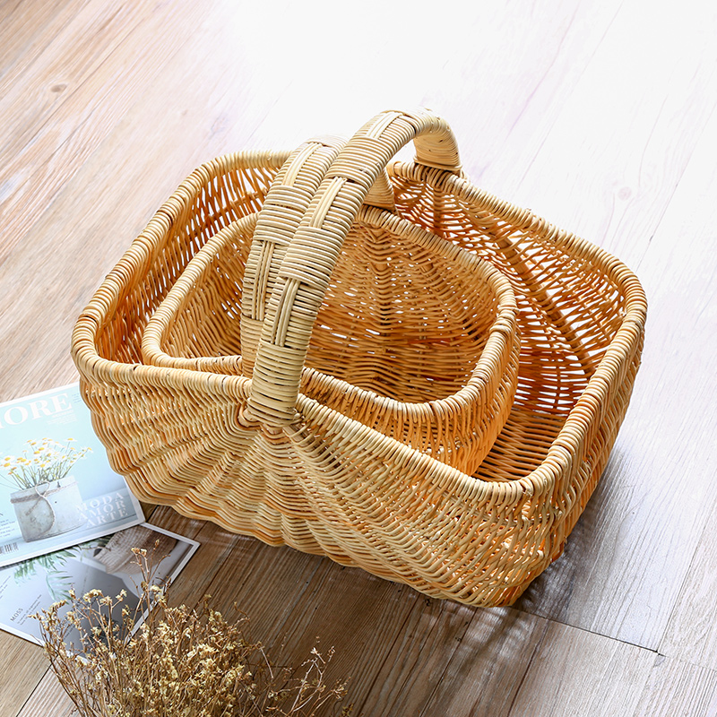 金刚藤编织野餐提篮 创意水果篮面包篮储物篮田园风
