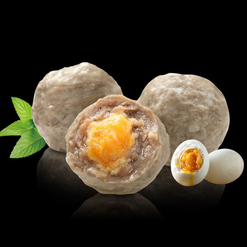 咸蛋火锅食品关东玖嘉黄牛丸子牛肉蛋黄鸭蛋牛丸