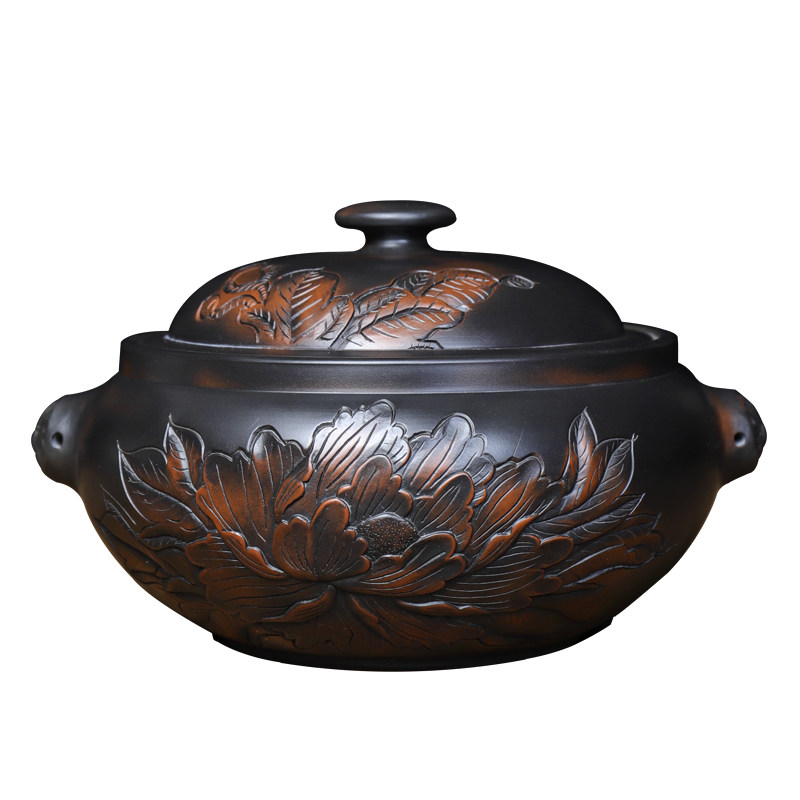 汽锅云南滇宝手工建水紫陶浮雕工艺气锅鸡蒸汽锅