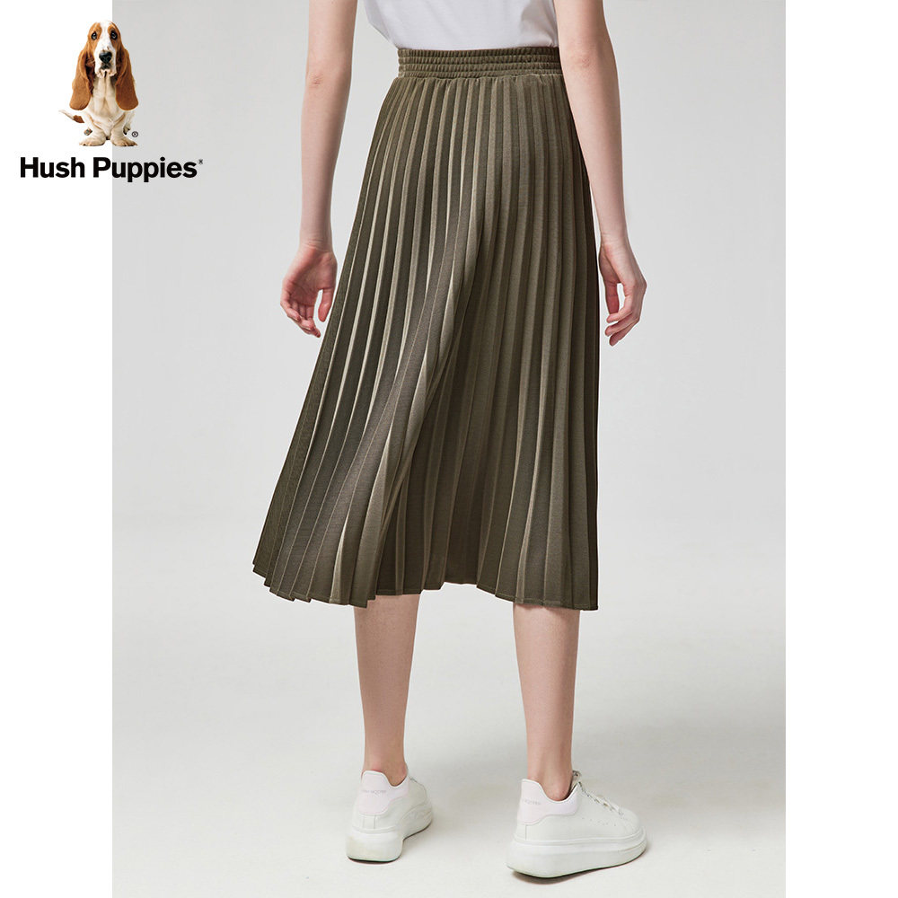 hushpuppies暇步士女装裙子2021新秋季时尚百褶半身裙hz21510d