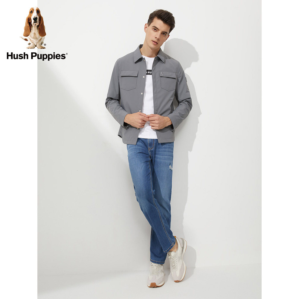 hushpuppies暇步士男装2022纯色时尚休闲衬衫外套pj-22126d夹克