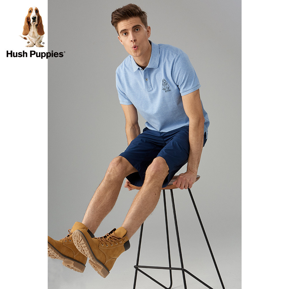 hush puppies暇步士夏季男装新款刺绣翻领t恤polo衫|pd-29332d