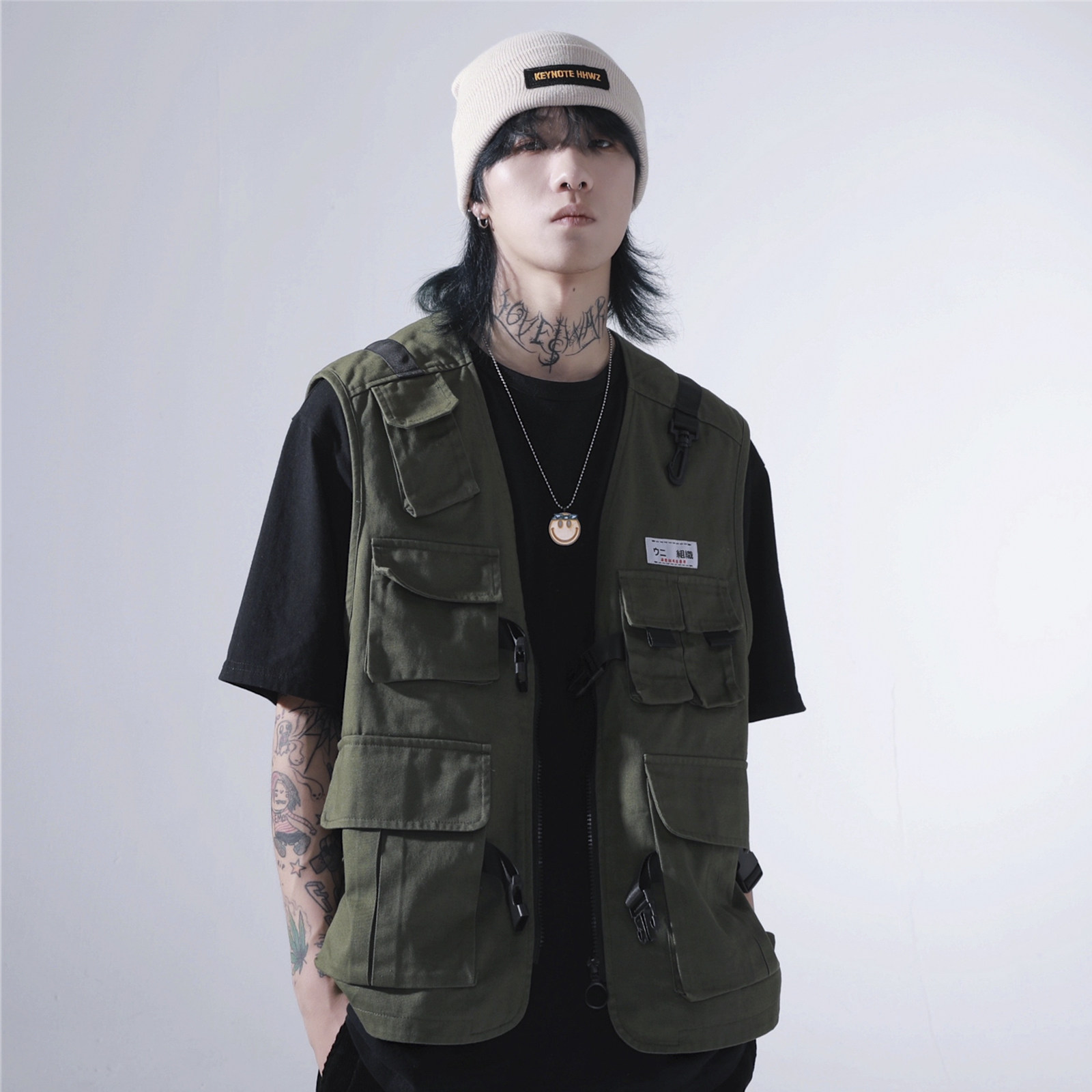keynote海胆20aw日系潮流工装机能多口袋战术背心潮流马甲外套男