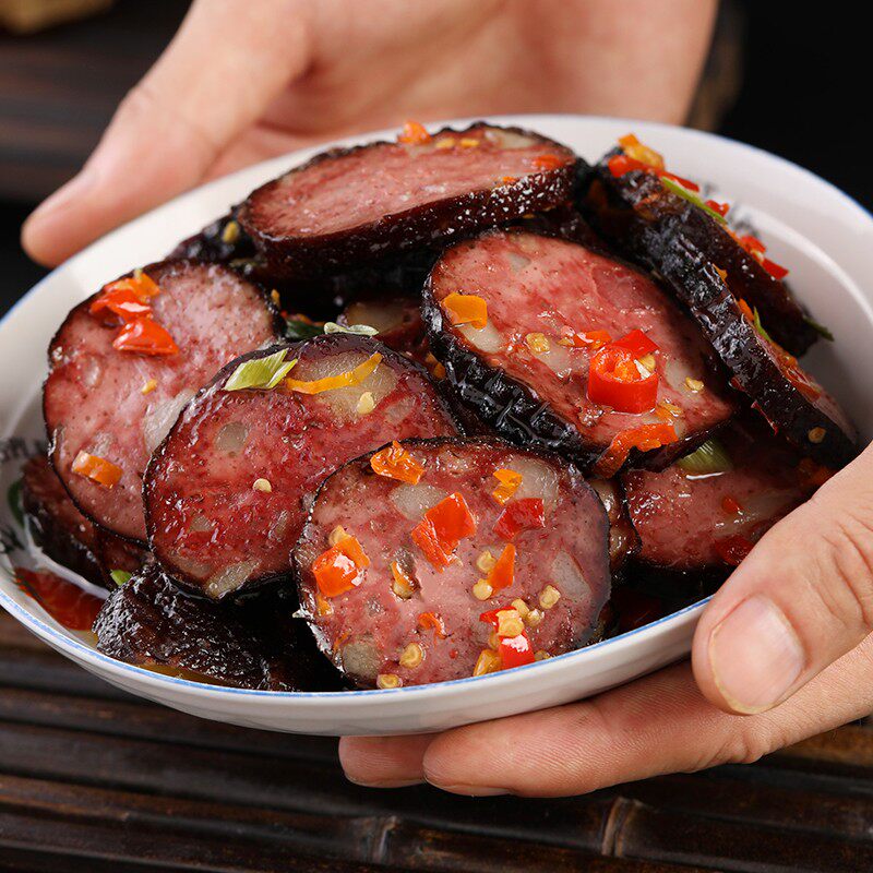 猪血丸子湖南邵阳土特产柴火烟熏豆腐干包装圆子豆腐干