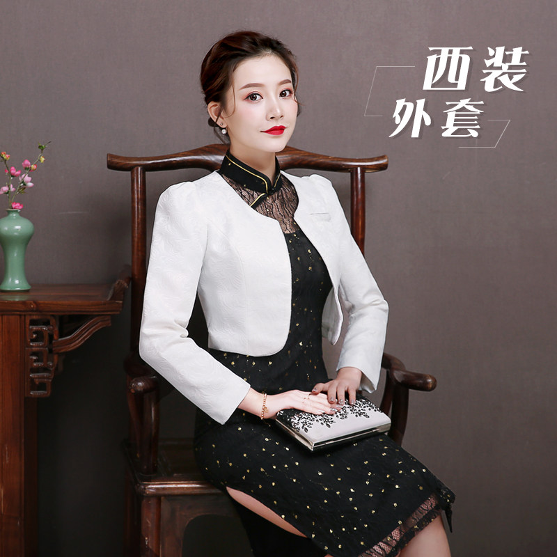 小西西装外套西服新款纯色修身职业装气质旗袍西装