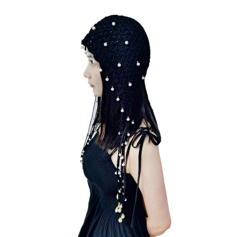 包邮新款帽子女生复古民族流苏小众特色珍珠帽子