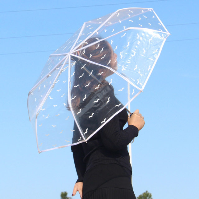 动物新简约生女新学小清粉嫩全自动鸟创雨伞透明伞