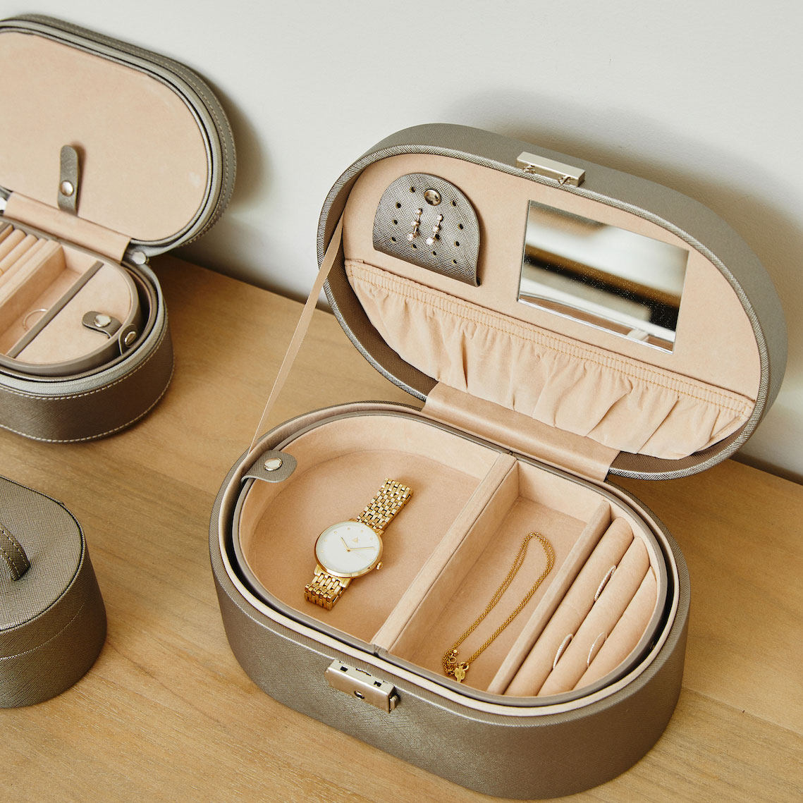 英国wolfheritage椭圆旅行首饰盒多层戒指耳环手镯首饰盒