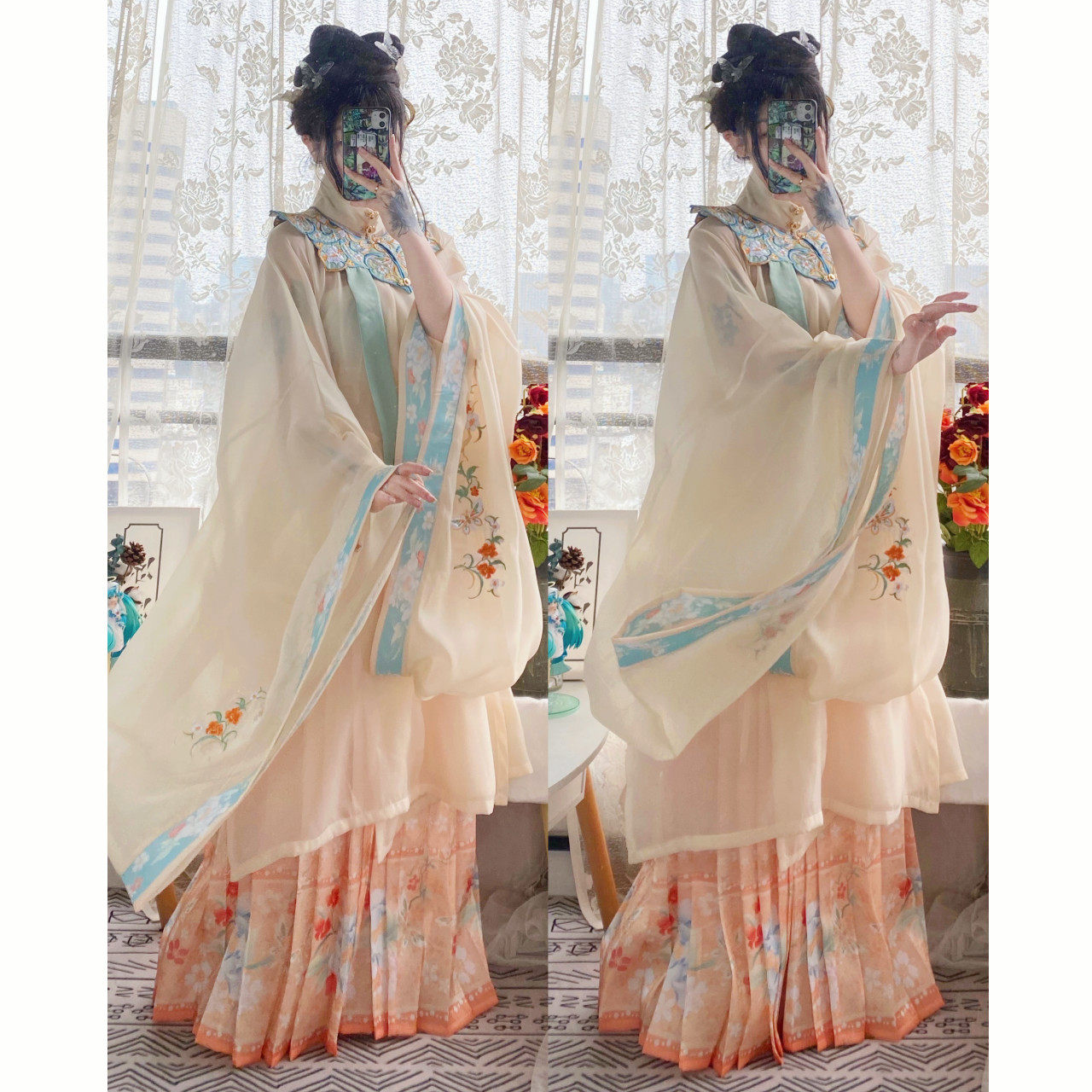 惜缘如梦汉服女明制交领立领长袄刺绣套装齐腰汉服