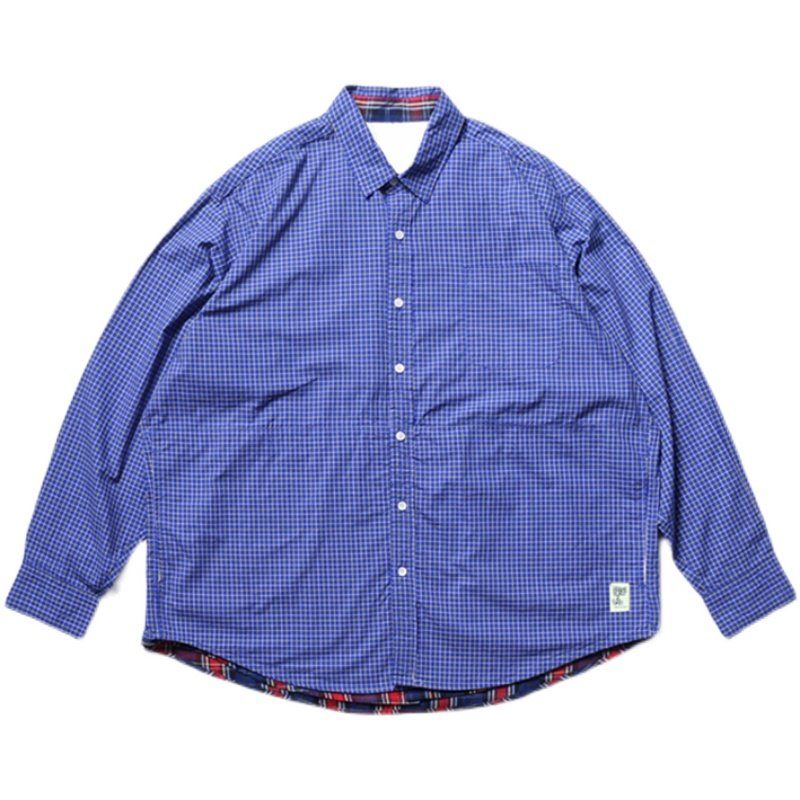 beamsssz日系余文乐条纹长袖衬衫宽松大码city衬衫