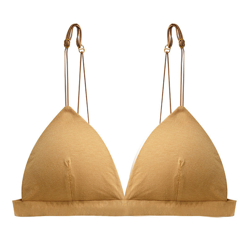 春夏细肩带美背文胸三角杯薄款纯棉露背内衣女无钢圈小胸平胸胸罩