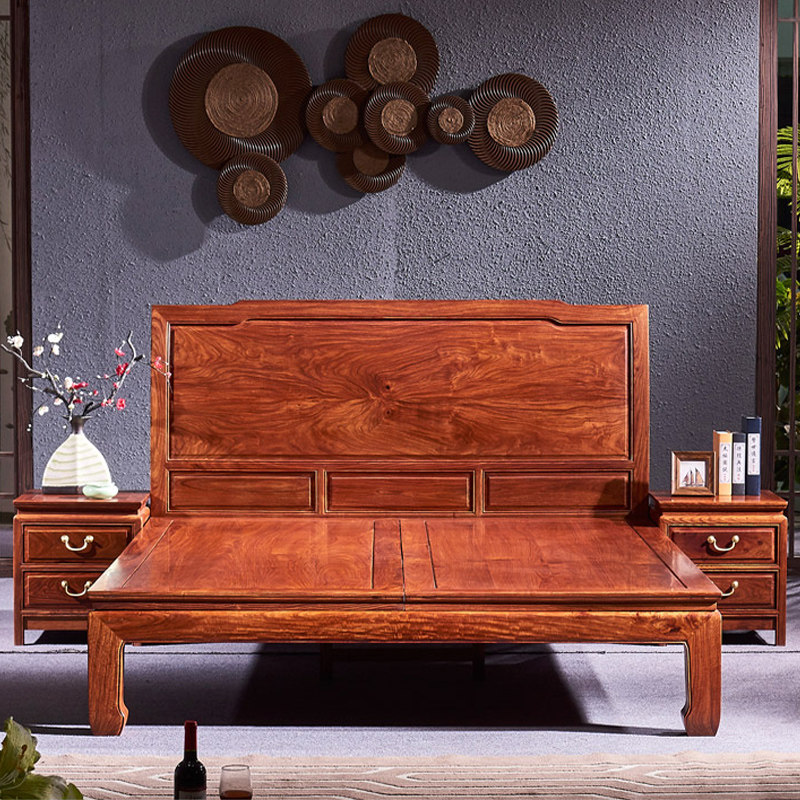 章延品红红木明式原木大床刺猬紫檀实木1米实木床