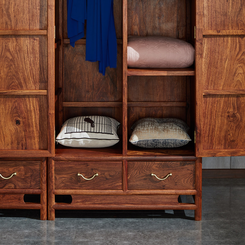 章延圆角衣柜刺猬紫檀实木仿古古明式储收纳衣柜