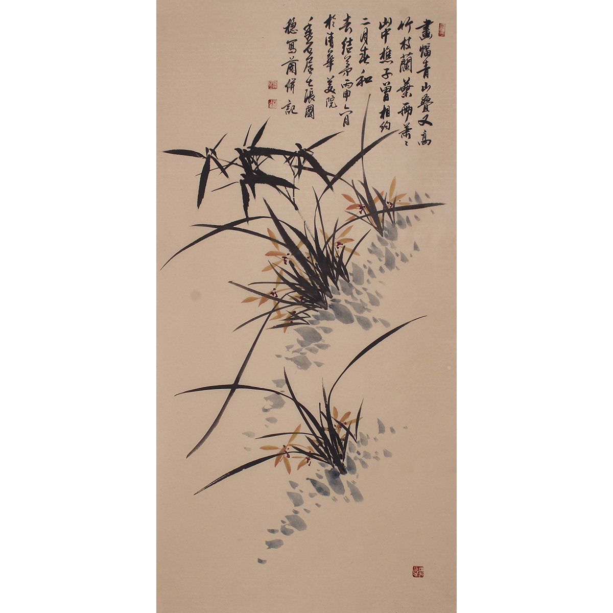 客厅国画字画手绘水墨画兰花墨兰简约现代花鸟画国画