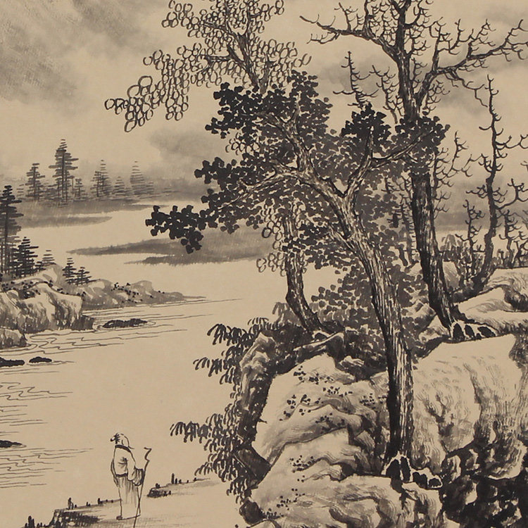 水墨国画字画禅意山水画手绘真迹斗方客厅办公室国画