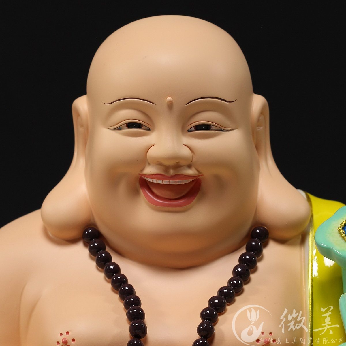 德化陶瓷多尺吋坐莲如意弥勒佛像彩绘菩萨工艺品摆件笑佛