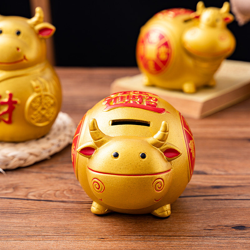 陶瓷金牛存钱十二生肖牛年储蓄罐大号容量储蓄罐