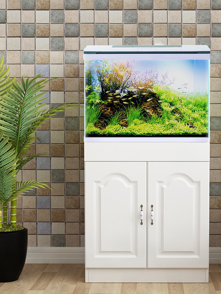 鱼缸客厅大型造景生态超白玻璃落地家用办公室免换水带底柜水族箱