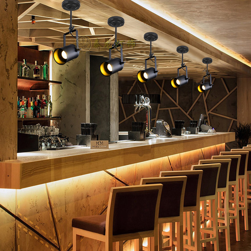 射灯复古led轨道服装店店铺酒吧吧台背景墙工业射灯