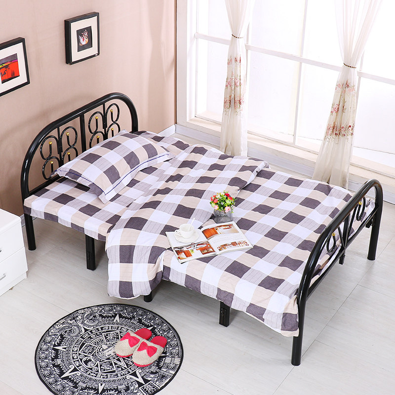 折叠床家用双人床午休床简易午睡床实木板床折叠铁艺床单人成人床