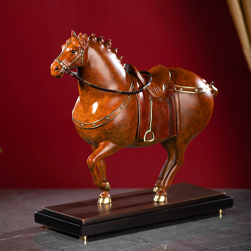 摆件朱炳仁马摆件工艺品办公桌家居装饰客厅铜唐大号摆件